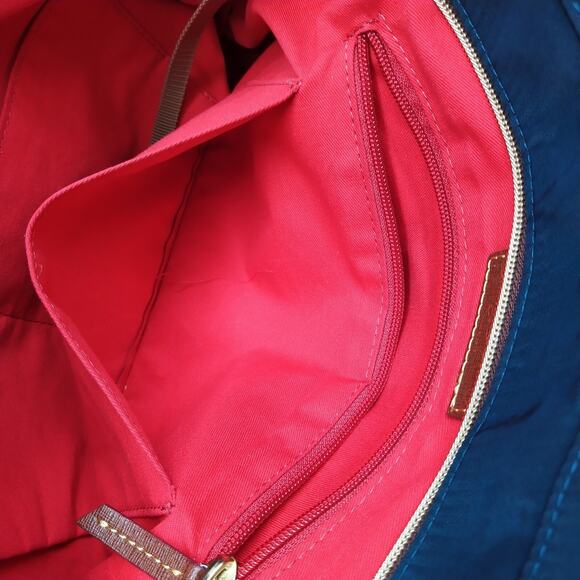 Dooney & Bourke Blue Nylon Double Handles Zipper Tote Shoulder Bag - Picture 9 of 16